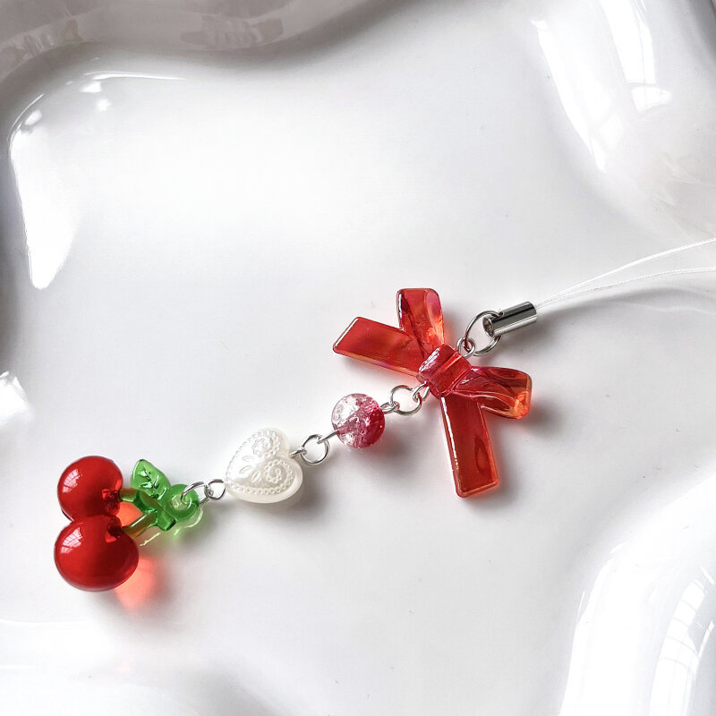 Zu Kirsch bogen Perle Schlüssel bund Erdbeer Anhänger Schlüssel bund Essenz DIY Rucksack Anhänger Dekoration süßen Schlüssel bund