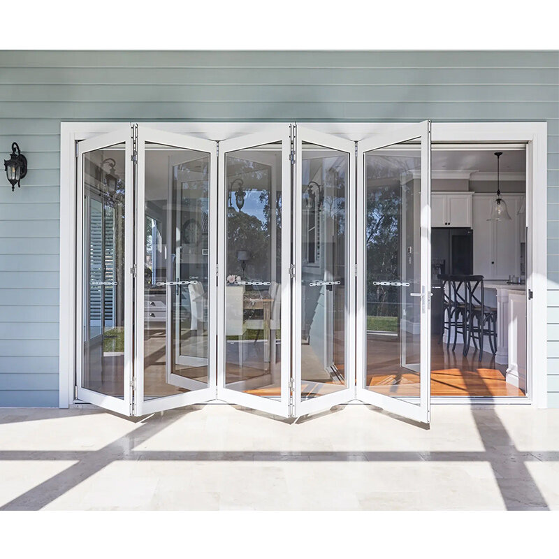 Hihaus, хит продаж, трехслойные складные алюминиевые двери, австралийские алюминиевые двухслойные двери для внутреннего дворика