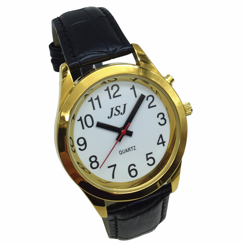 Говорящие часы на английском с будильником, датой и временем разговора, белым циферблатом, расширяющаяся бирка-браслет 702
