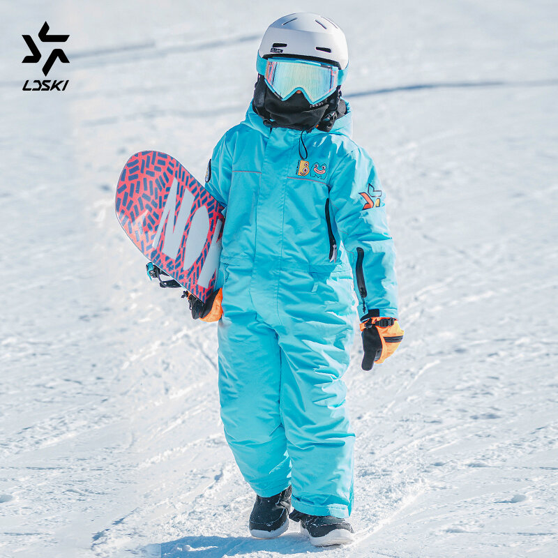 LDSKI Kid Ski Suit Jumpsuit Waterproof Windproof Breathable Warm Children Winter Outdoor Sport Snowboard Boy Girl One-Piece Suit