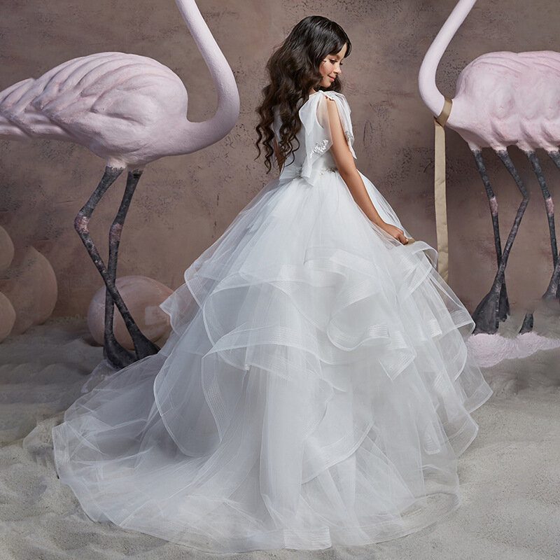 Новинка детское свадебное платье для выступлений на день рождения пианино кружевное длинное платье без рукавов с кроликом