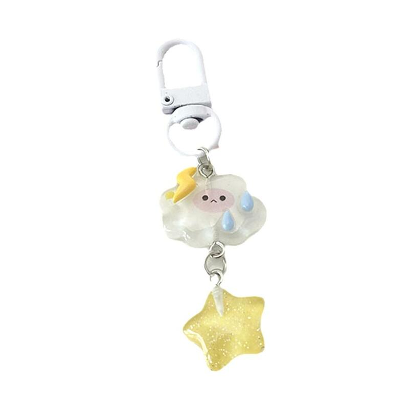 Cloud Star Keychain Original Ice Through Fine Flash Backpack Heart Girl INS Student Cute Decorations Hanging Cartoon Gift E4L5