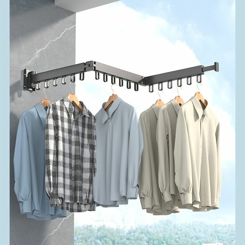 Wall-Mounted Foldable Aluminum Alloy Clothes Drying Rack Perfect for Balcony Bedroom Kitchen Living Room
