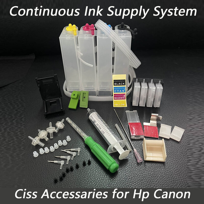 Sistema de abastecimento tinta contínua universal cor ciss kit accessaries substituição do tanque para hp para canon impressora broca