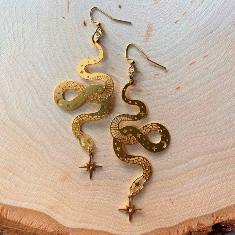 Wzór ze zwierzętami na ucho 1 para wężowych kolczyków popularne akcesoria kreatywna osobowość czarne Vintage kolczyki biżuteria