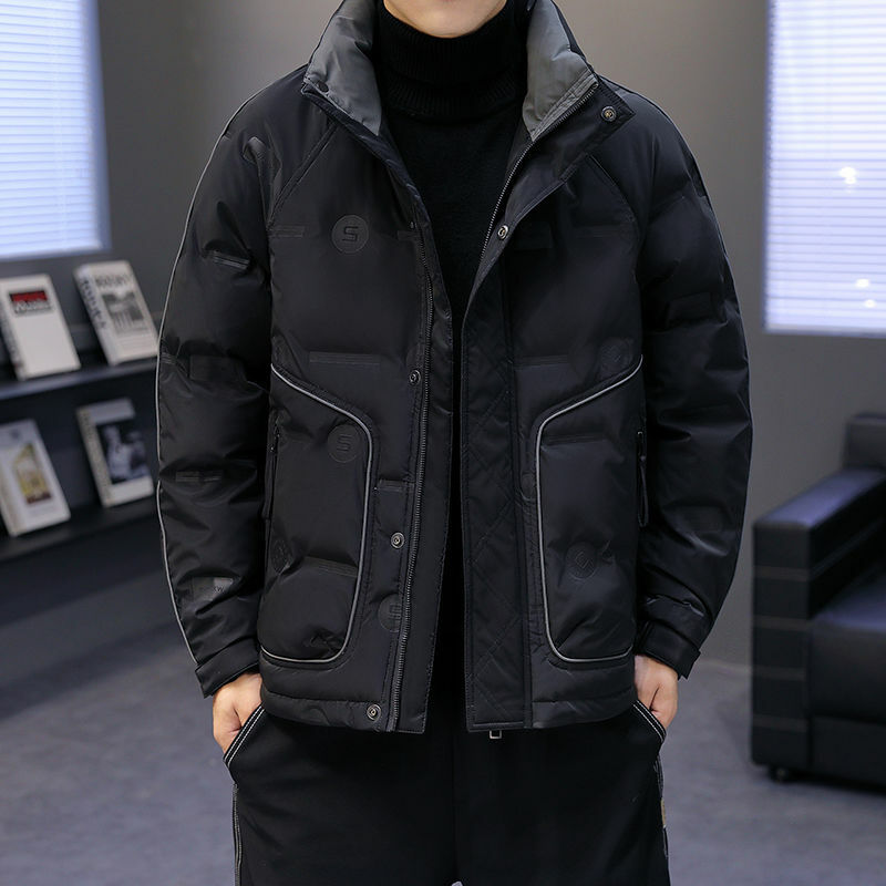 Piumino da uomo inverno nuova moda giovanile addensato caldo parka con cappuccio tinta unita Casual di grandi dimensioni colletto alla coreana capispalla di tendenza