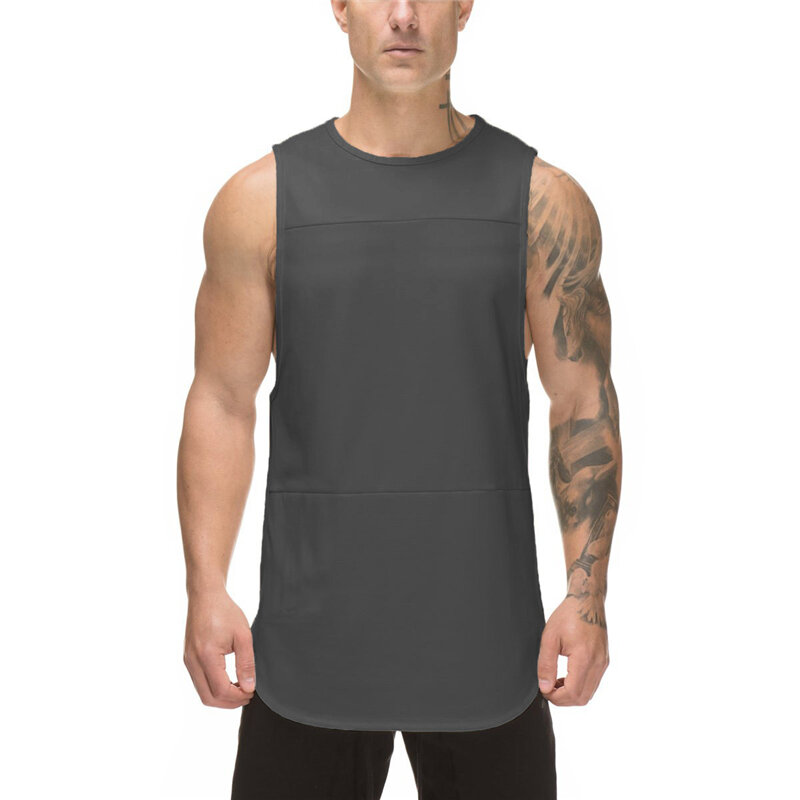 2023 Hot Style Men's Casual O Neck Sleeveless Elasticity Tank Tops Summer Mesh Breathable Quick Dry Gym Fitness Muscle Shirt