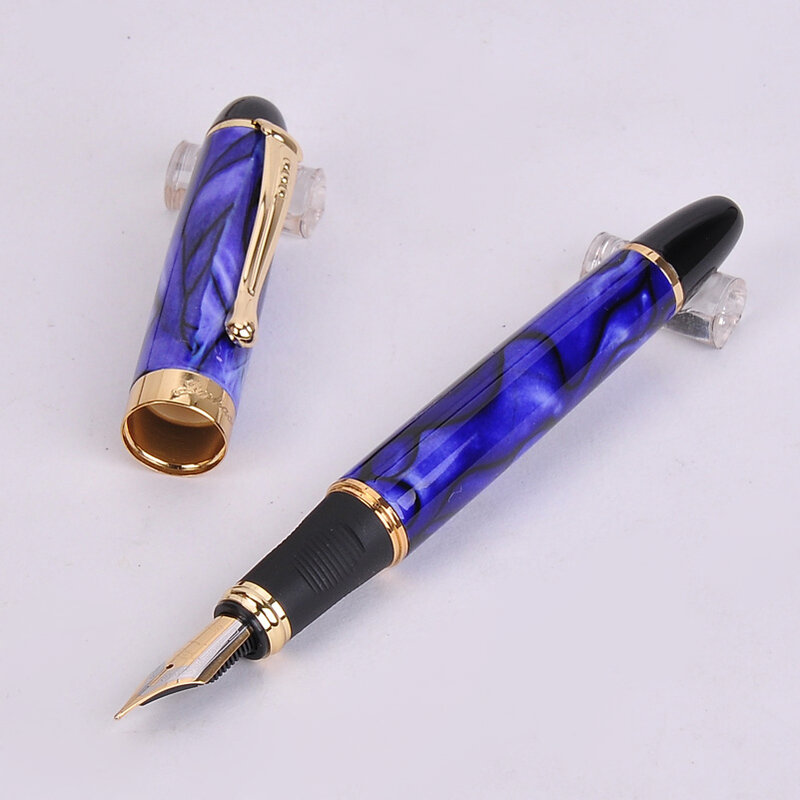 Jinhao X450 Роскошная блестящая синяя перьевая ручка, высококачественные металлические мигающие ручки для офисных принадлежностей, школьные принадлежности