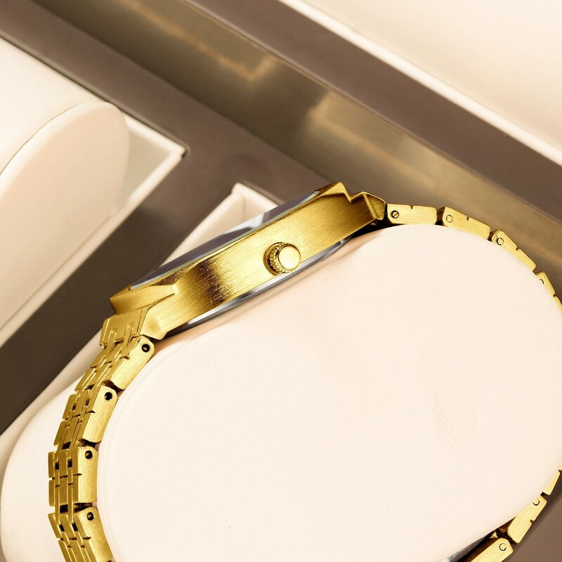 YaLaLuSi-Dissolvant de montre plaqué or Ion pour femme, boîte à cadran cubique, nervure de fleur, luxe, marque, offre spéciale