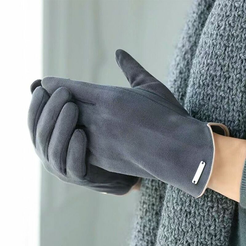 Nieuwe Touchscreen Winter Vrouwen Handschoenen Suède Fluweel Dikker Warme Wanten Thermisch Rijden Ski Winddichte Handschoenen