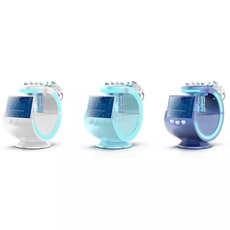 Ultrasonic RF Aqua Skin Scrubber, purificador De Gelo Azul Inteligente, Dermoabrasão, Hydra Pele Faciais Máquina Com Sistema De Análise De Pele