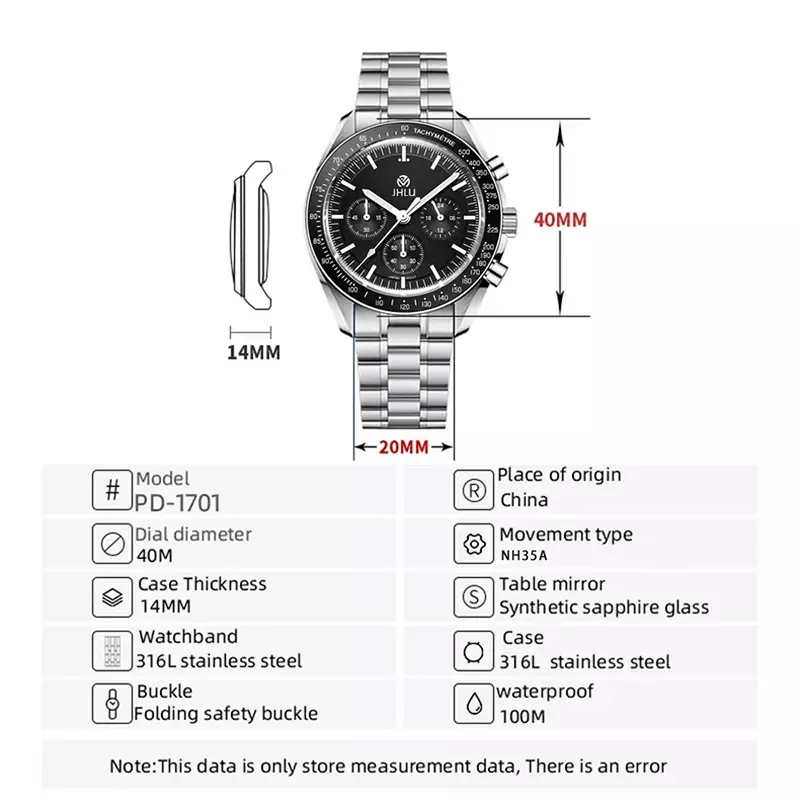 Men's Speedmaster relógio mecânico, Top Luxo, Automático, Safira, Espelho, Lazer, Negócio, Data, 2024