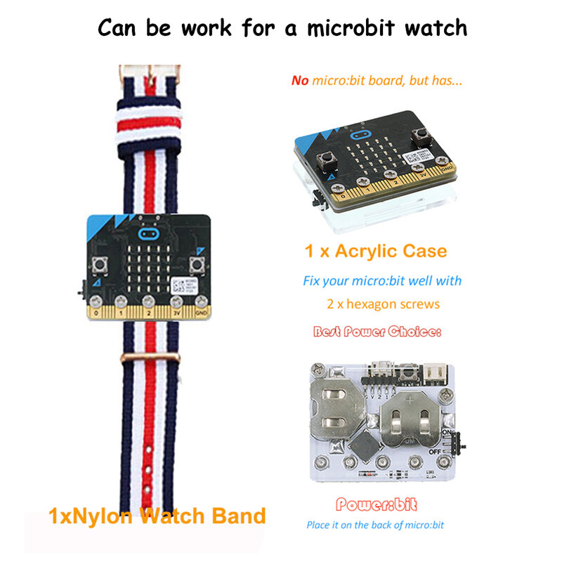 ELECFREAKS micro:bit Power:bit Extension Board alimentato da batteria a bottone CR2025 per bambini programma Microbit dispositivi indossabili orologio