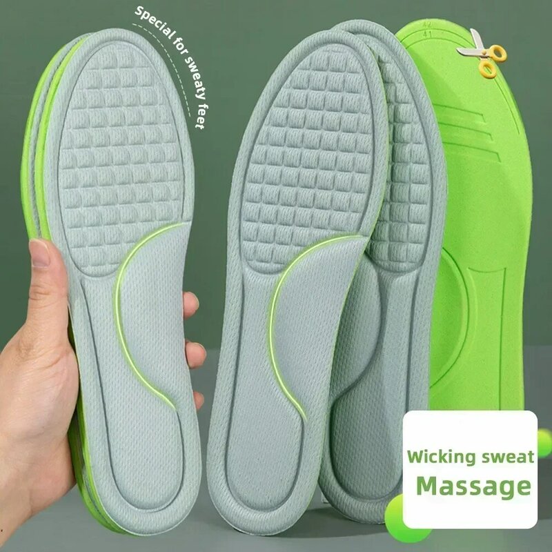 Plantillas ortopédicas de espuma viscoelástica Unisex, plantillas suaves y cómodas para zapatillas de deporte con masaje que absorben el sudor, accesorios para zapatos antibacterianos