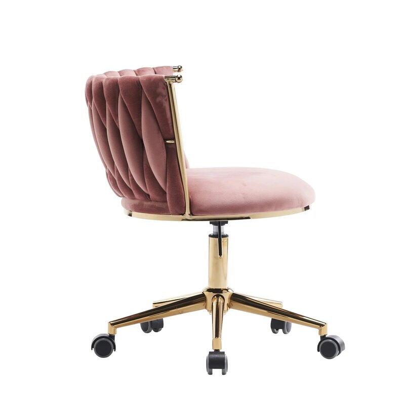 Comfortable, Stylish Pink Office Desk Chair with Adjustable Swivel Wheels, Ergonomic Upholstered Home Office Desk Chair for Livi