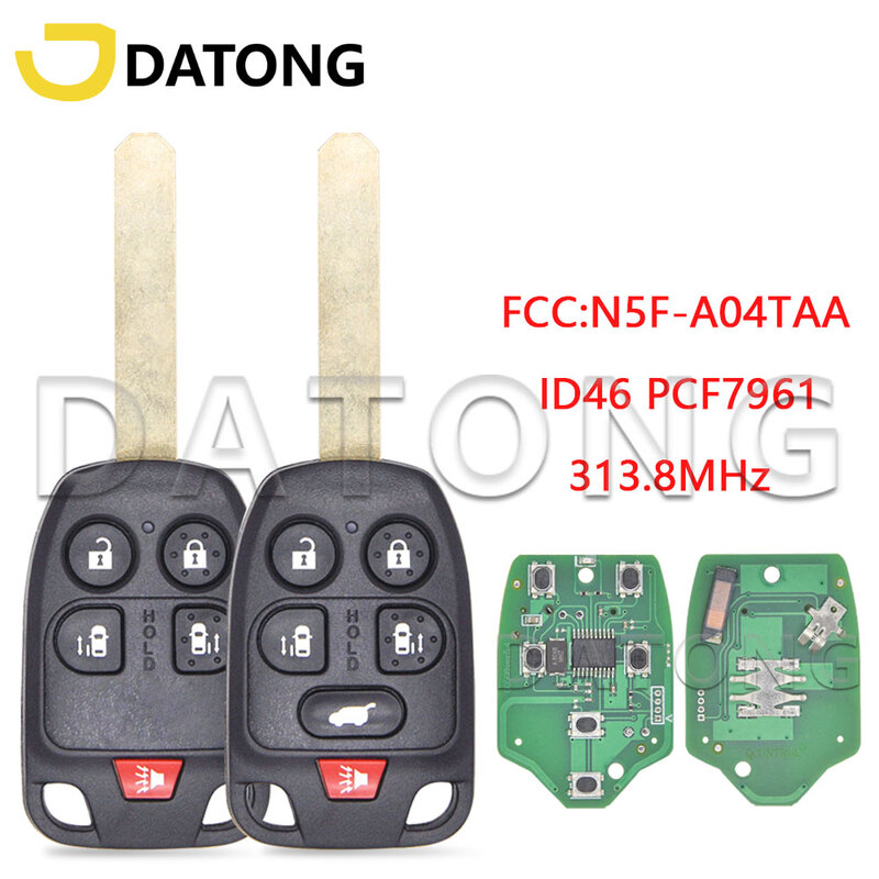 Zdalnie sterowany klucz samochodowy Datong World dla Honda Odyssey 2011 2012 2013 2014 ID46 PCF7961 313.8MHz N5F-A04TAA wymiana inteligentny klucz