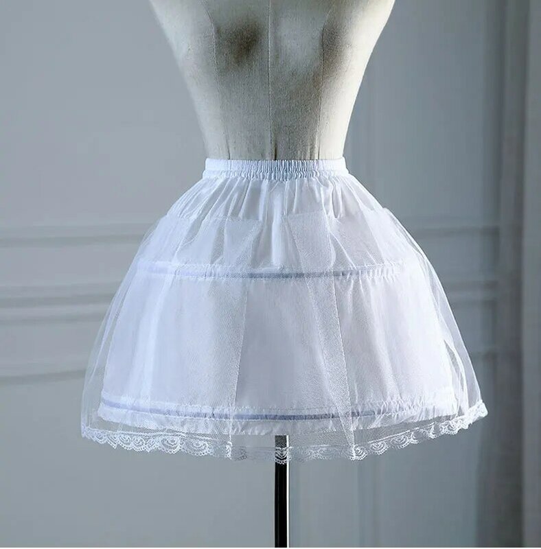 Kinder Mädchen 2 Stahl reifen weiß Petticoat Brautkleid Kleid Unterrock elastischen Bund Kordel zug A-Linie Rock