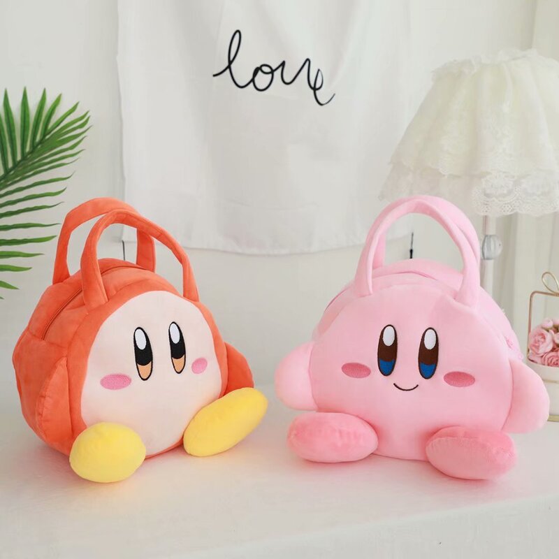 Cartoon Kirby Plush Toys Girls Sweet Pink Kirby Backpack  Women Messenger Bag Coin Purse Mobile Phone Bag Kids Birthday Gifts