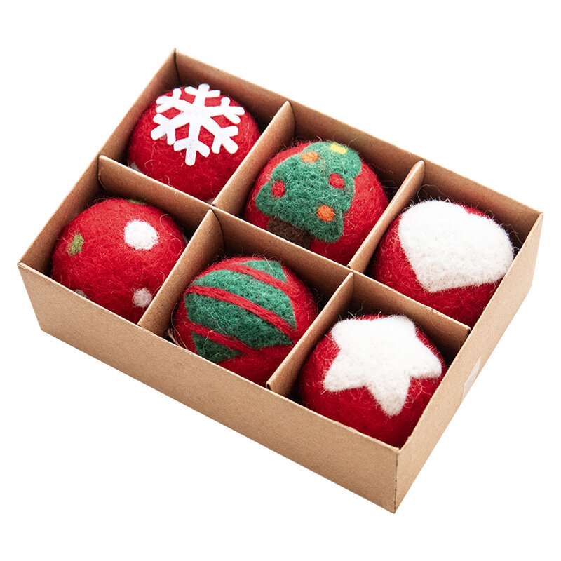 Bolsa de regalo de fieltro de lana, copo de nieve, Bola de Papá Noel, decoración de árbol de Navidad, colgante, decoraciones navideñas