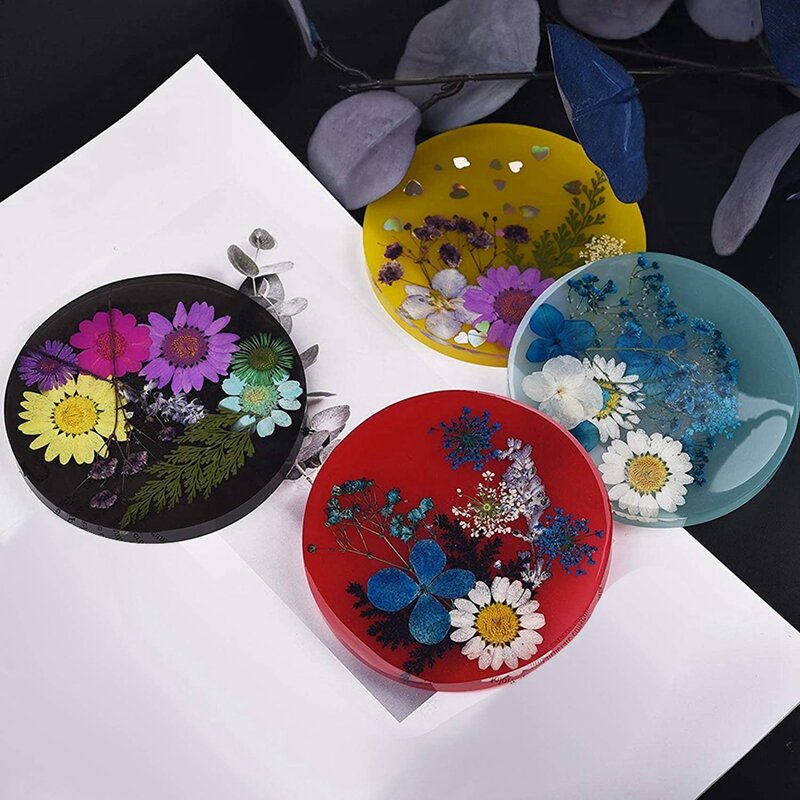 20PCS Round Resin Coaster Mold For Resin Casting,Epoxy Molds For Casting With Resin,Concrete,Cement And Polymer Clay