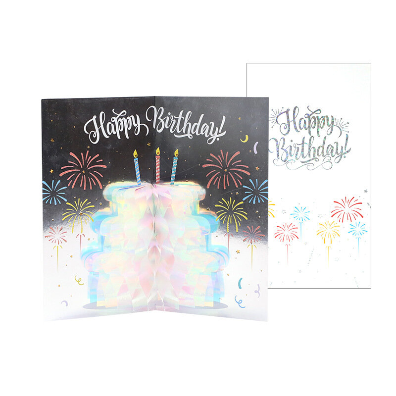 Piękny Bling Bling kartka z życzeniami urodzinowymi 3D trójwymiarowa kartka z życzeniami kreatywna świąteczna kartka z wiadomością błogosławieństwa urodzinowego