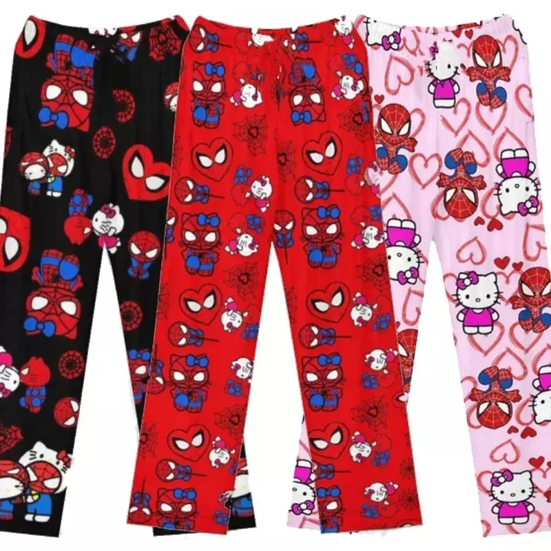 Miniso Hello Kitty Spider-Man Cotton Loose Ladies Pajama Pants Pyjamas Trousers Women Men Spring Summer Spiderman Girl Sleepwear