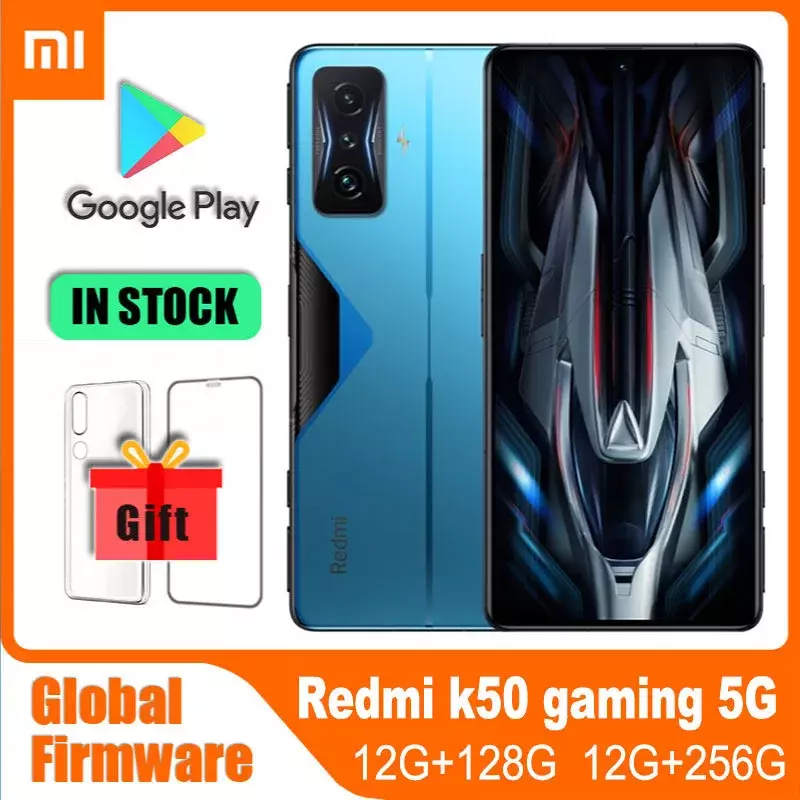 Ponsel pintar rom Global Xiaomi Redmi k50, 5G 256G Gaming, pengenalan wajah sidik jari samping Snapdragon 8Gen1 120W QC3