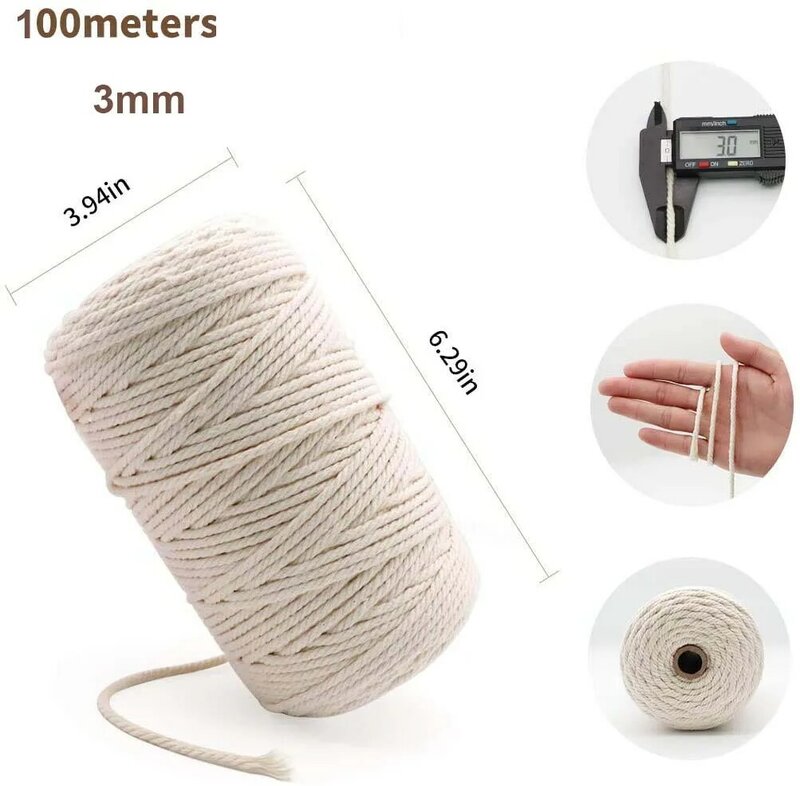 1/2/3/4/5/6/8/10Mm Macrame Cord Natuurlijke Katoen cord Twisted String Voor Diy Craft Breien Maken Plant Hangers Wandkleden