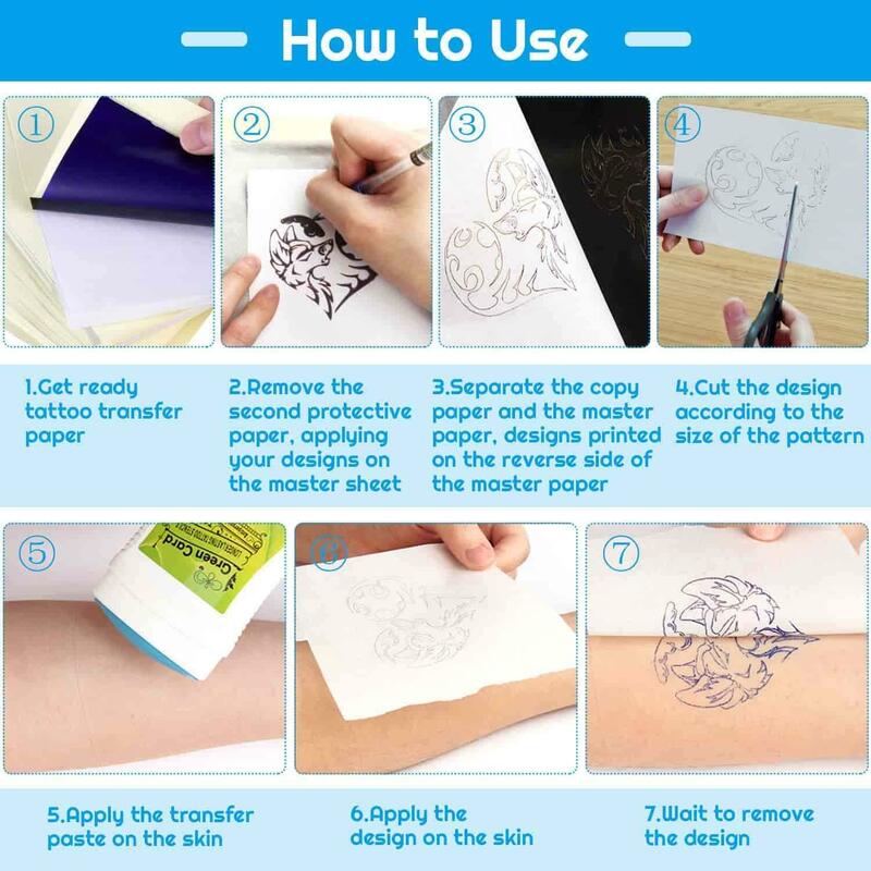 10 fogli di carta per il trasferimento del tatuaggio carta termica per Stencil in carbonio carta per fotocopie per forniture per tatuaggi accessori per macchine per il trasferimento del tatuaggio