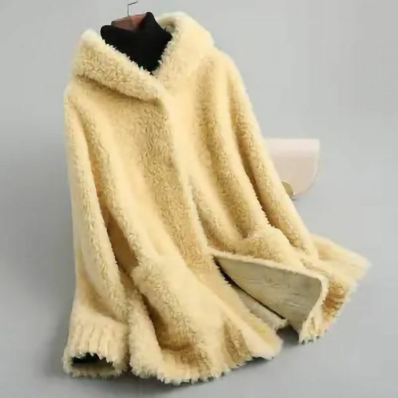 Veste en velours pour femme, manteau d'hiver en laine d'agneau, Streetwear, chaud et mince, couleur unie, G183