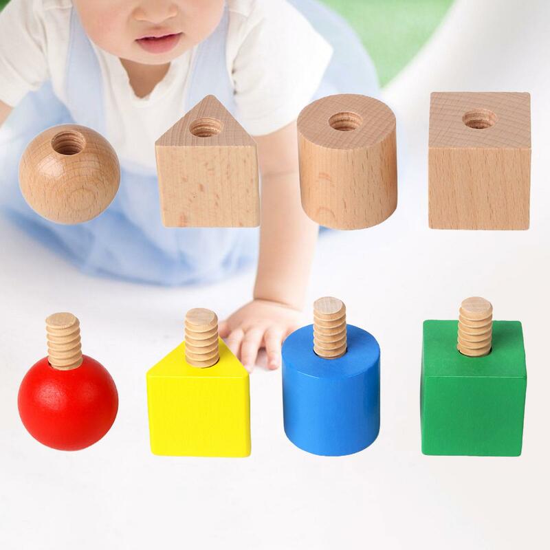 Montessori Sorting Games Wooden Montessori Toy Nuts and Bolts Toy Birthday Gifts Shape Cognition Toy Age 1 2 3 4 Sorting Toy