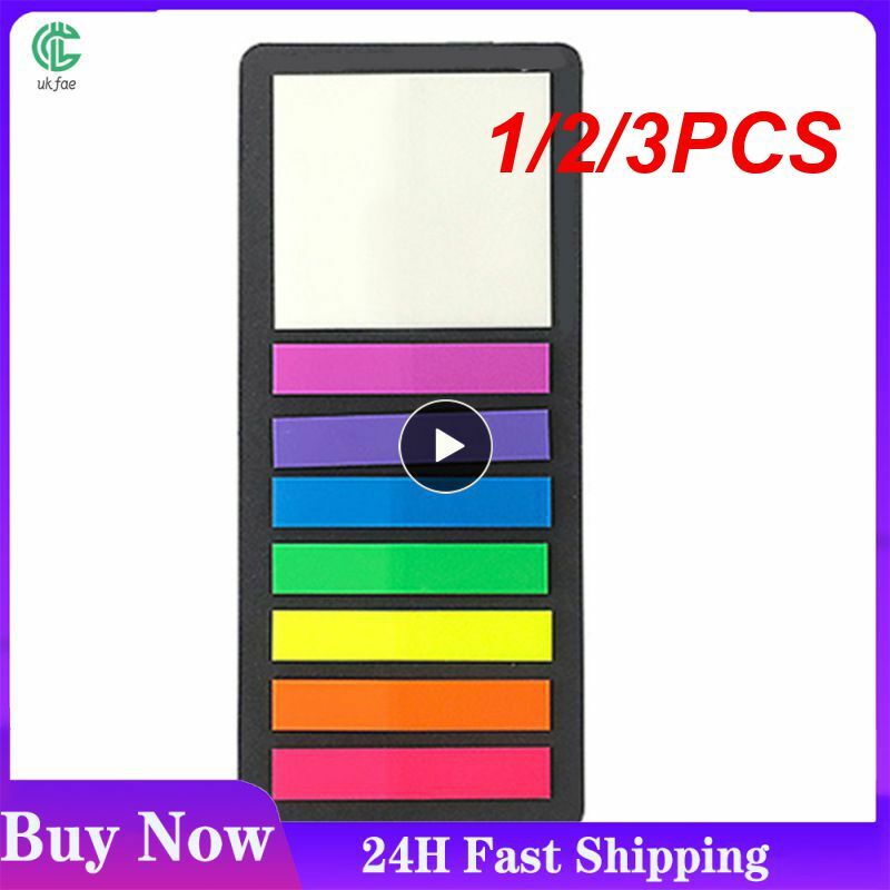 1/2/3PCS Sticky Bookmarks PVC Sticky Labels Lightweight No Trace  Fashion Fluorescent Self Sticky Notes Lined Memos Decor
