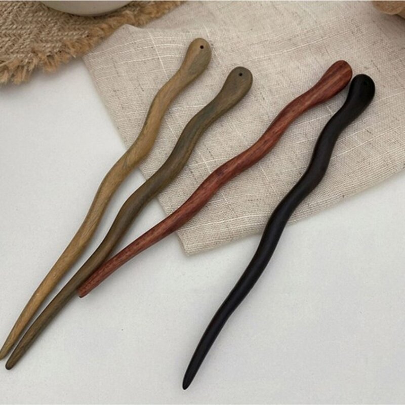Wood Wooden Hair Stick Chinese Style Decorations Lazy Person Hairpin Headwear Handmade Chinese Style Hair Fork Hairpin