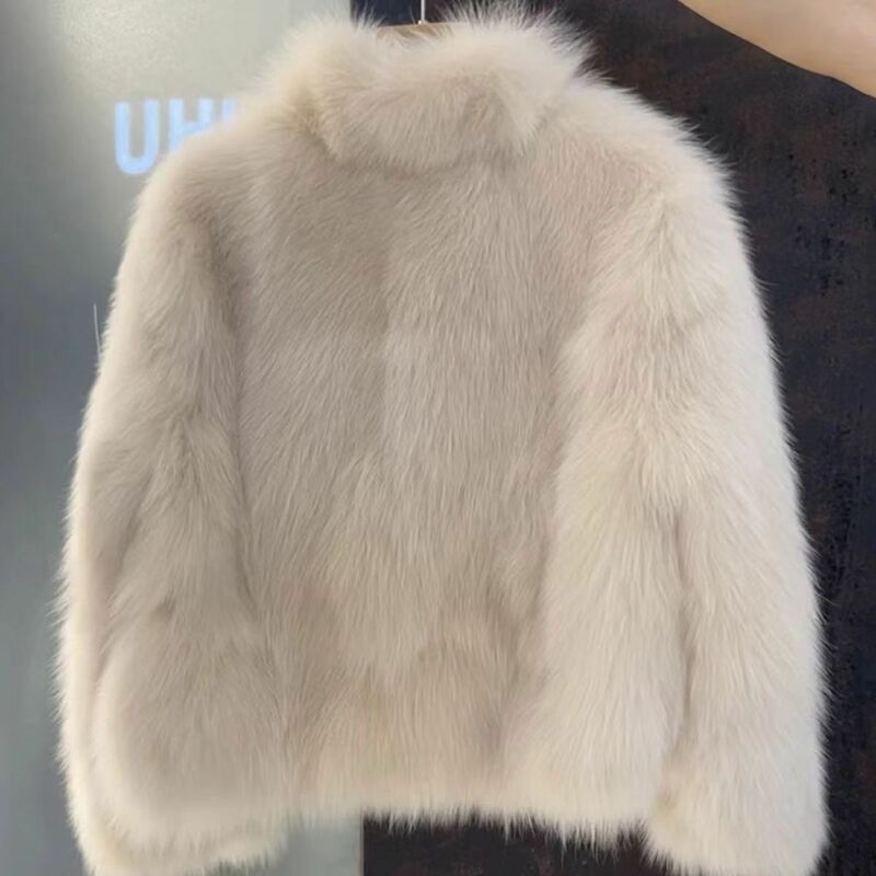 Mantel bulu berbulu pendek wanita mantel bulu palsu musim dingin hangat tebal jaket bulu rubah imitasi Mode Korea jaket mewah longgar