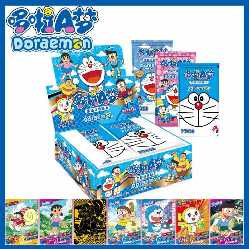Tarjetas Doraemon de lámina completa, cartas de coleccionista, periferales de Anime, Tinker Bell, Robot, gatos, gente gorda azul, CP, novedad de 2024