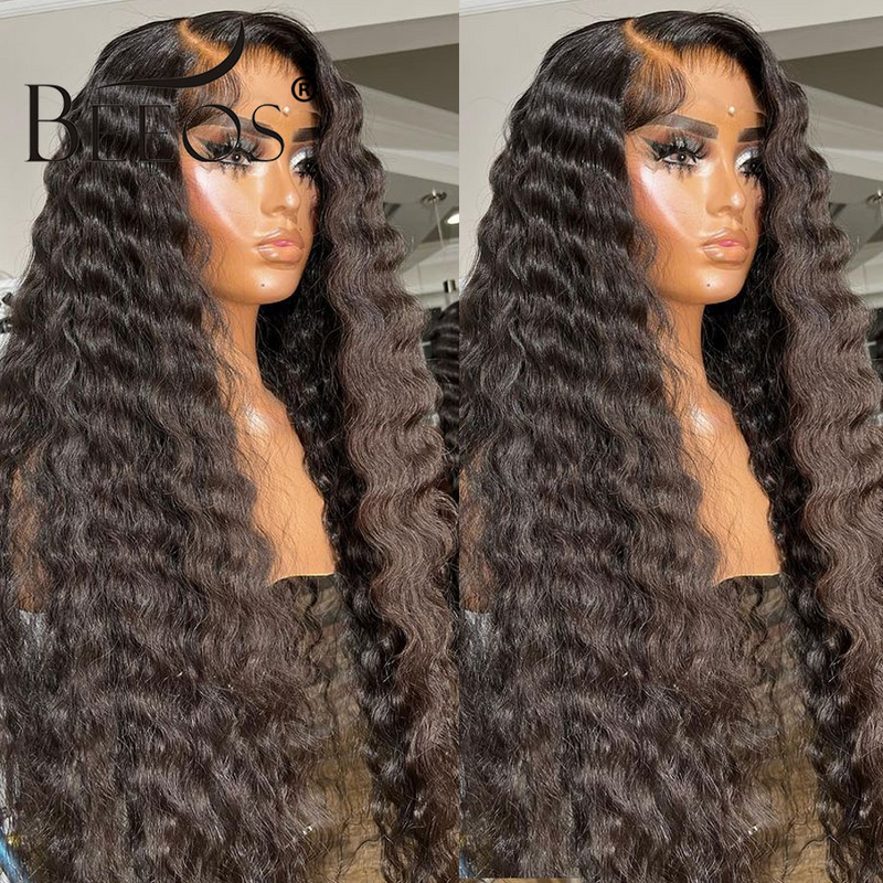 250% 36in Deep Wave 13x6 HD Lace Full Frontal Human Hair Wigs Deep Part Skinlike 5x5 HD Lace Closure Wig Brazilian Pre plucked
