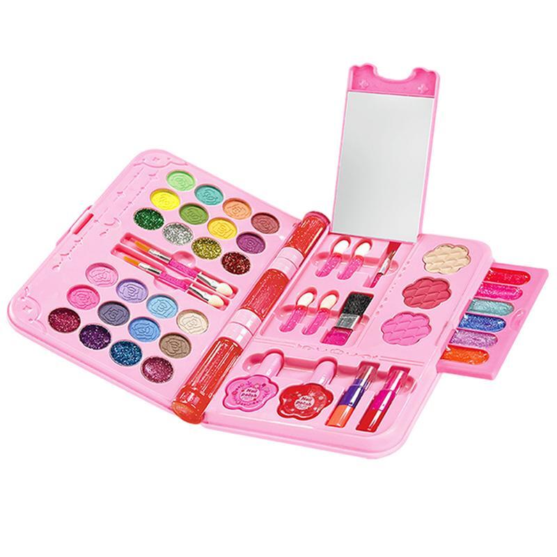 Set Makeup anak perempuan, kosmetik kotak bermain putri Makeup anak perempuan putri berpura-pura bermain permainan hadiah ulang tahun