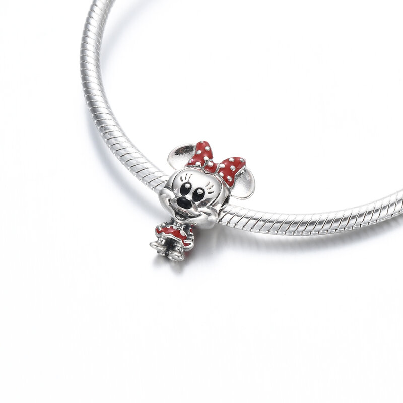 Gorąca wyprzedaż 925 srebrna kolekcja Disney Mickey Minnie Robot Cartoon koralik do bransoletki z wisiorkami wisiorek pasuje do oryginalnej bransoletki z wisiorkiem biżuterii DIY