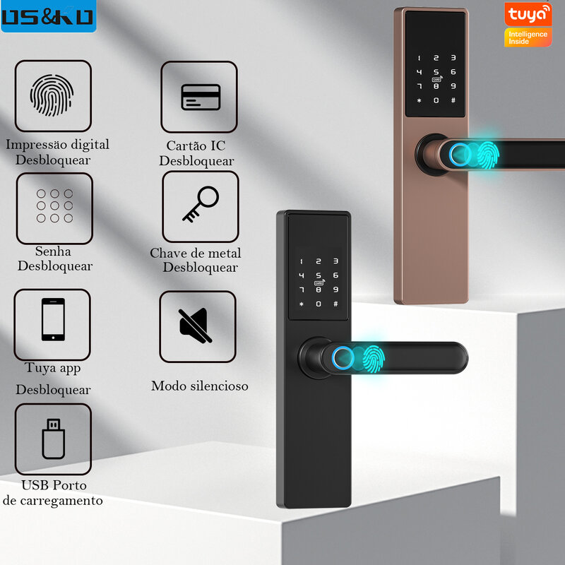 DSKDFTY serratura elettronica biometrica serratura digitale nera Smart Lock Tuya App sblocco remoto serratura senza chiave serratura per impronte digitali