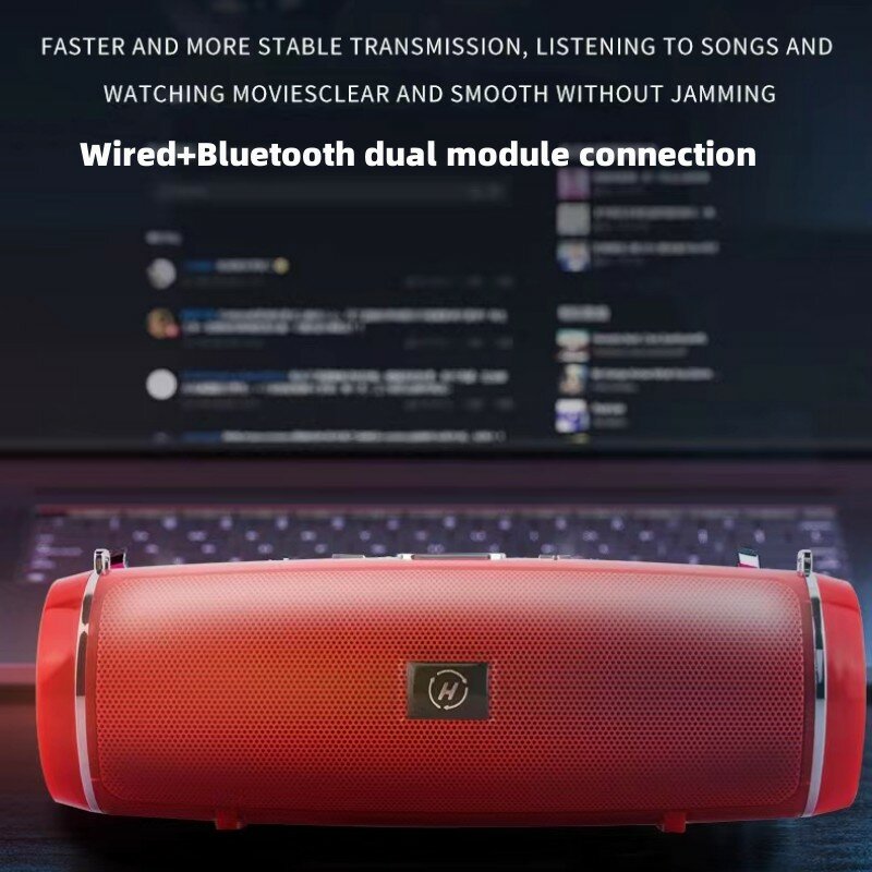 Portable IPX7 Waterproof Outdoor HIFI Column Speaker Wireless Bluetooth Speaker Subwoofer Stereo Sound Box FM Radio TF Boom box