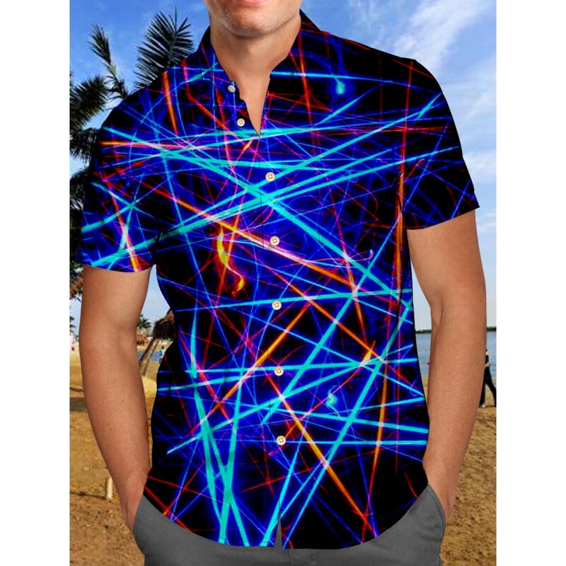 남성용 캐주얼 셔츠 하와이안 셔츠, 3D 프린트, 캐주얼 반팔 셔츠, 통기성 셔츠, 여름 의류