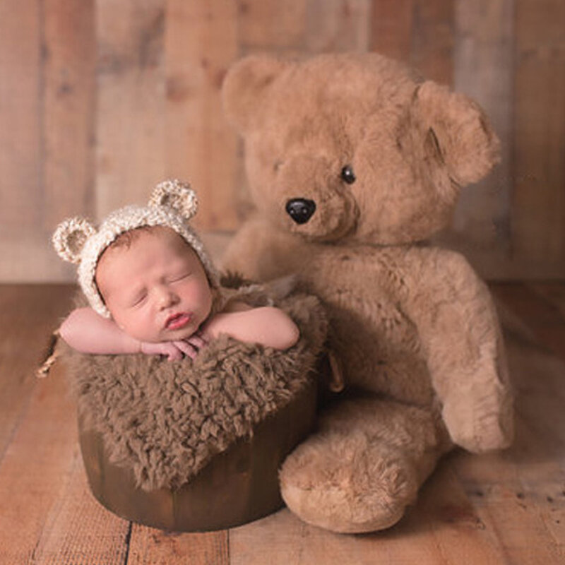 Newborn Baby Soft Faux Fur Photograph Prop Infant Sleeping Swaddle Blanket