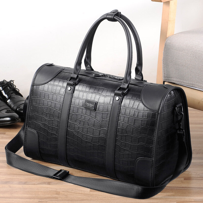 Large Capacity Leather Men Travel Bag Weekend Gym Hand bag Carry on Luggage Bag Waterproof Duffle Bag Male Travel Shoulder Bag