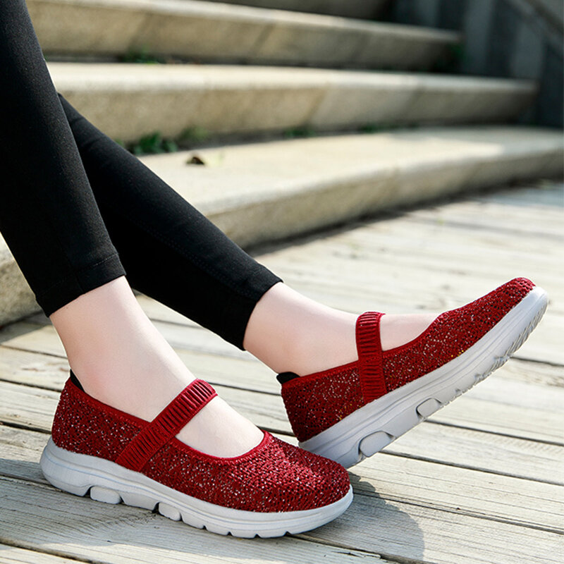 حذاء نسائي صيفي مسطح مجوف قابل للتنفس خفيف الوزن غير رسمي مبركن للسير حذاء تنس نسائي