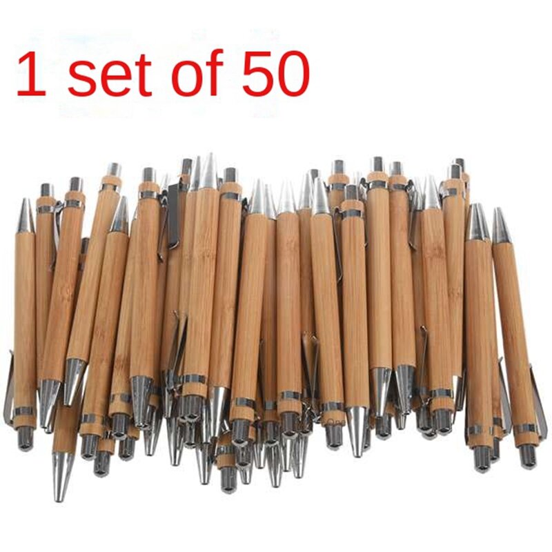 Bolígrafo de bambú para publicidad, pluma de Protección Ambiental, herramientas de escritura, 1 Juego