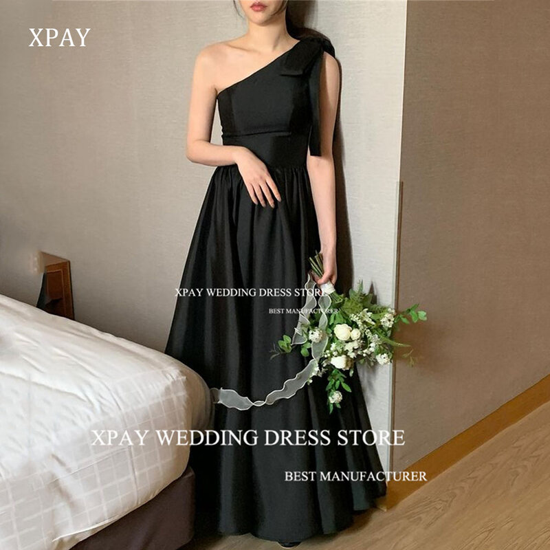 XPAY una spalla corea abiti da sera nero senza maniche matrimonio servizio fotografico pavimento abito da ballo compleanno occasioni speciali vestito