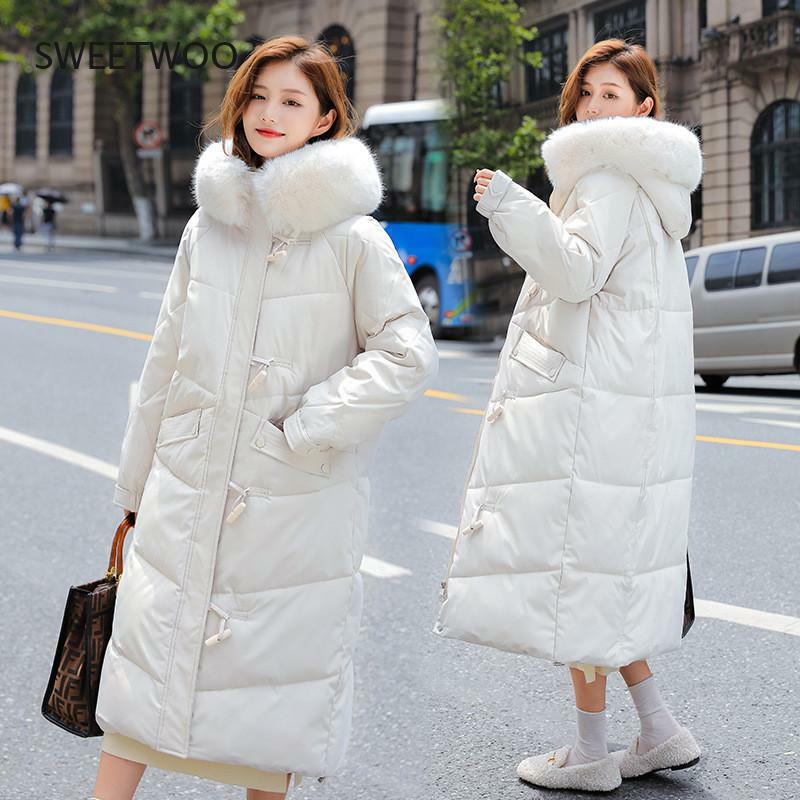2021 nova jaqueta de inverno grosso quente parkas casaco longo jaquetas femininas gola de pele com capuz algodão feminino acolchoado neve wear parka outwear