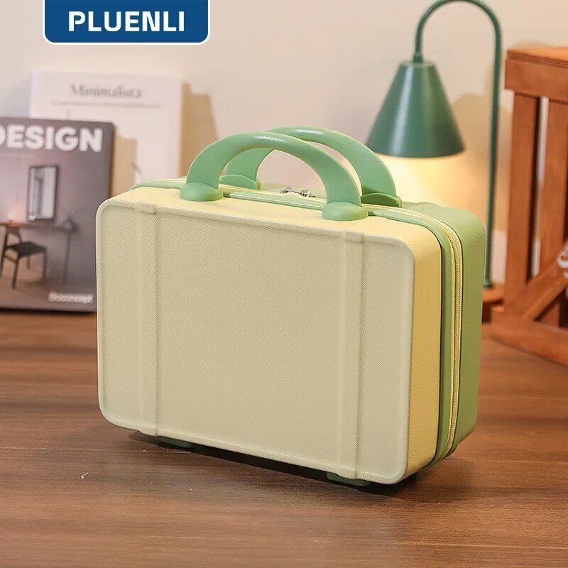 PLUENLI Candy Color Contrast Color Suitcase Little Fairy Style Hand Gift Box Solid Color Clear Suitcase Mini Luggage Zipper