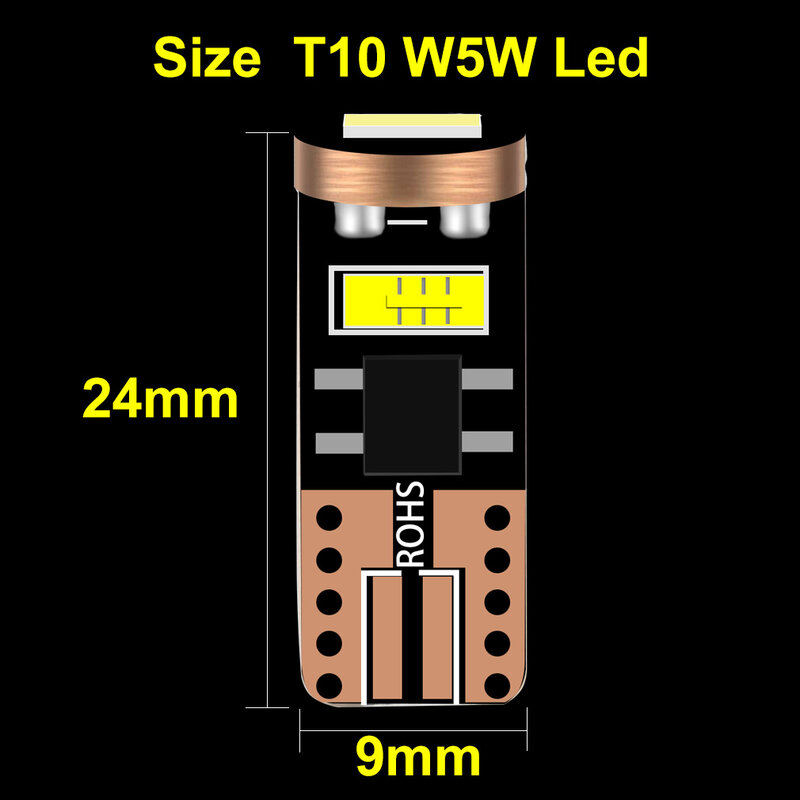 Bombillas LED Canbus para Interior de coche, luz de estacionamiento, lámpara de señal automática, 2000LM, CSP, T10, W5W, 194, 168, 12V, 6000K