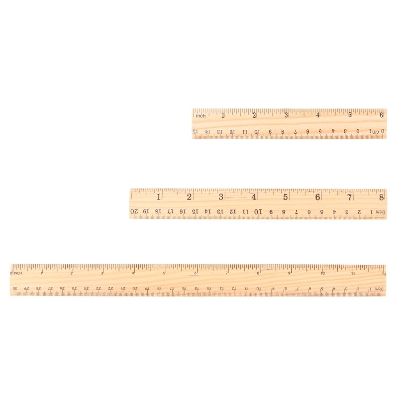 Wooden Ruler Double Sided Engineering Office Architect and Drawing for Measure Conduct Construction Pattern Supplies